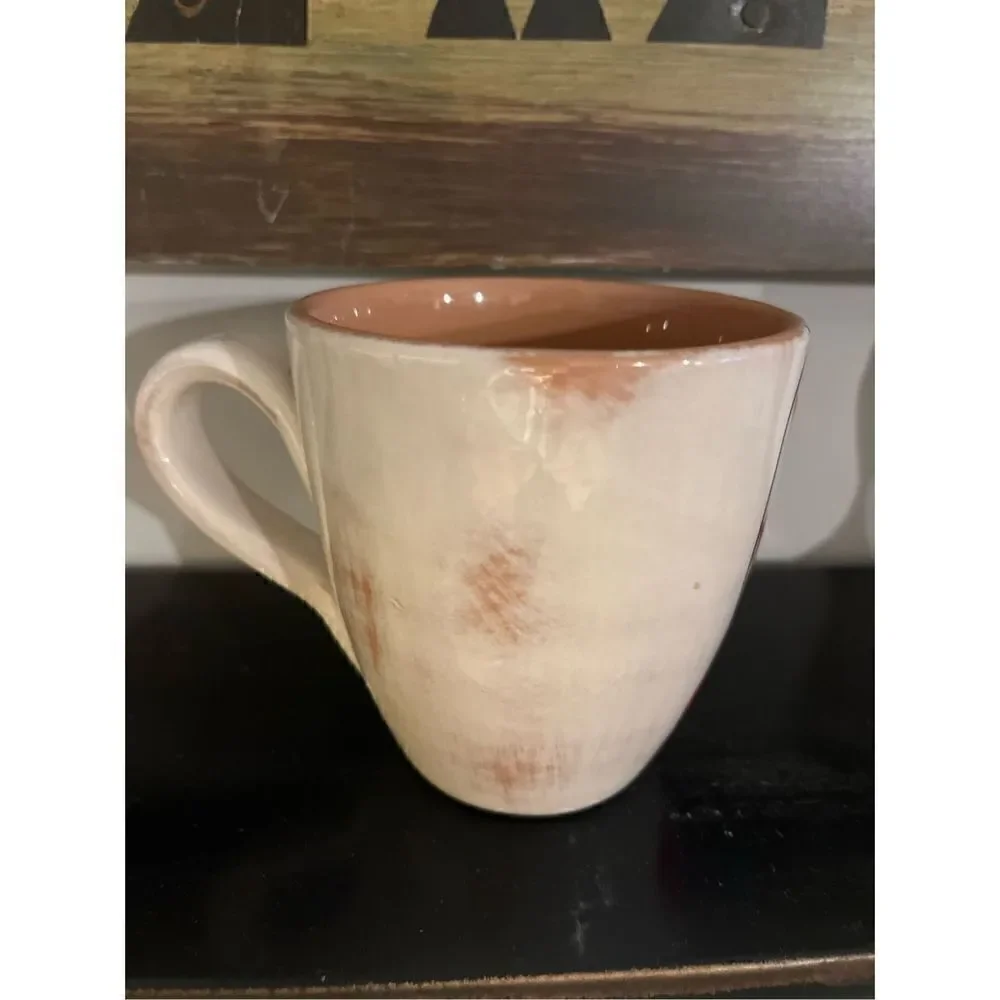 Crate & Barrel Set (2) Ceramic Coffee Cups Mugs Holiday Winter Made in Italy
